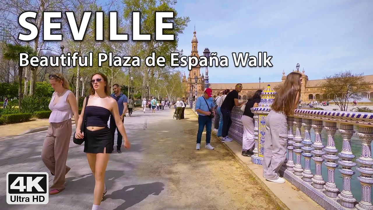 A Visit to The AMAZING Plaza de España | Seville 4K Virtual Walking Tour Spain