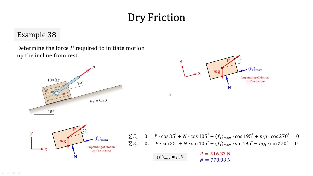 Инженерная механика 2025: 077 Пример 038 Сухое трение
