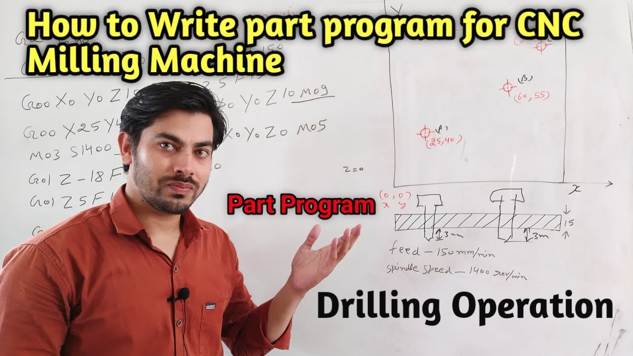 CNC Drilling Hindi| Drilling Operation on CNC Machine | Part Program for CNC Drilling | CNC Milling