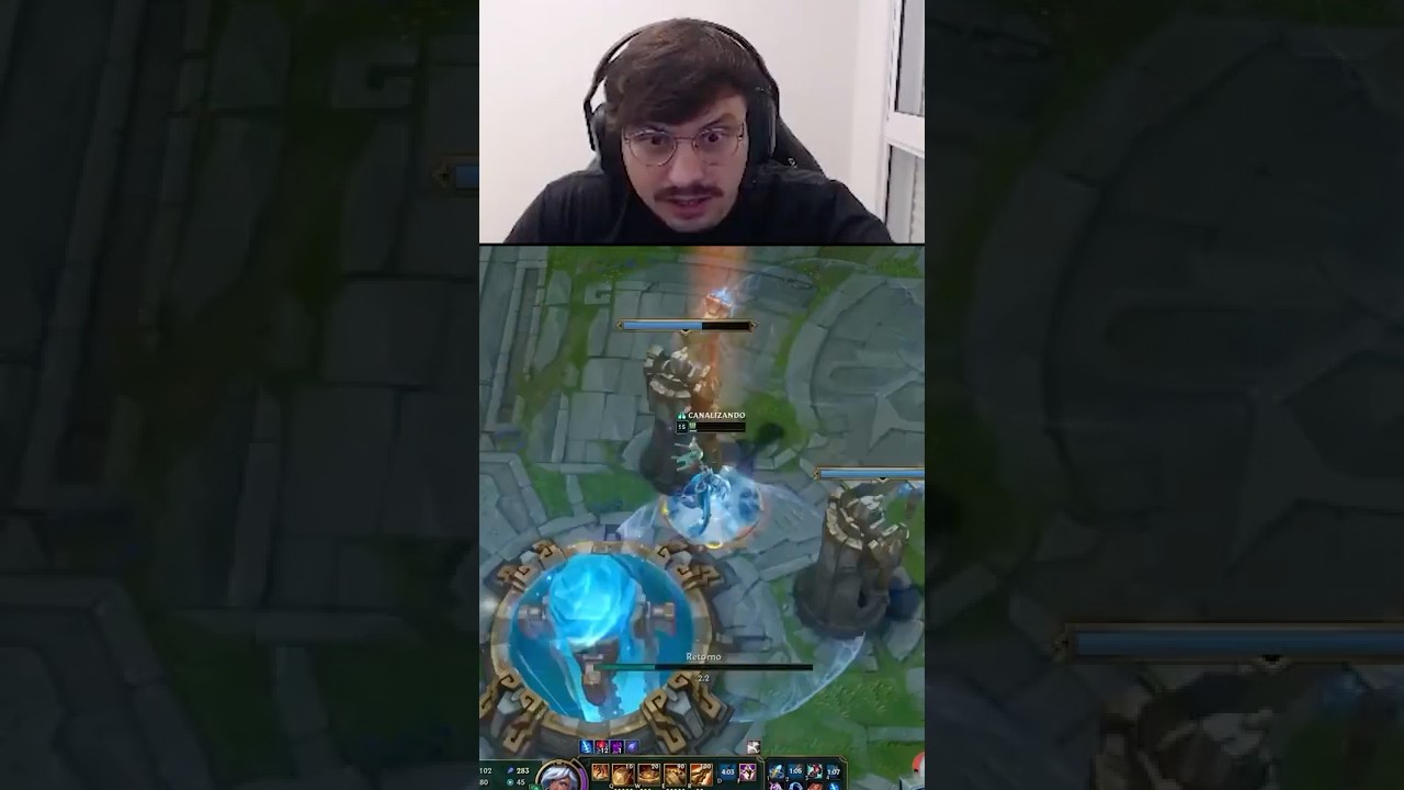 O BRUCER DEU RECALL DO LADO DA BASE 😂 #leagueoflegends #leagueoflegendsmemes #cblol #kingslendas