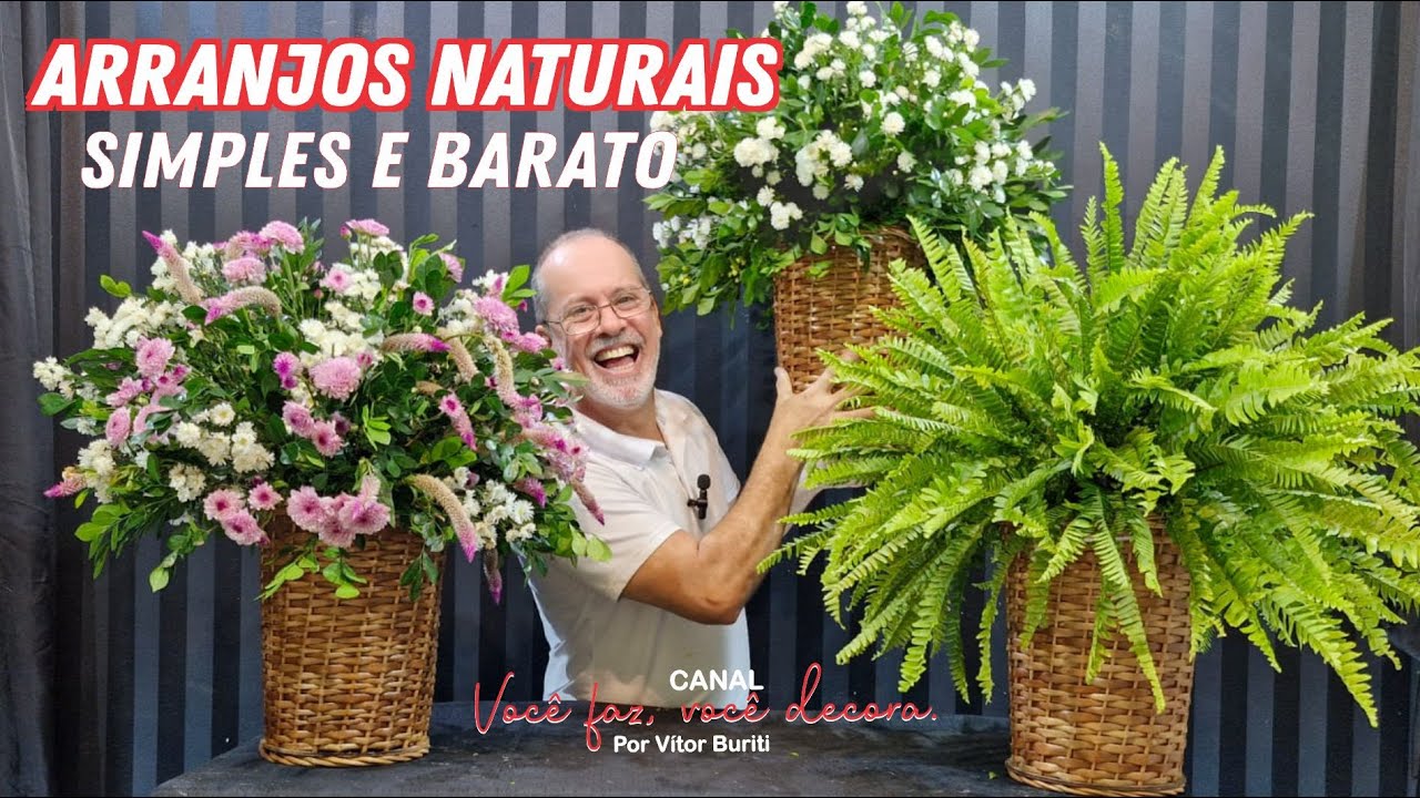 COMO FAZER TRÊS OPÇÕES DE ARRANJOS COM FLORES NATURAIS - FÁCIL E BARATO - PARA DECORAÇÃO DE FESTA