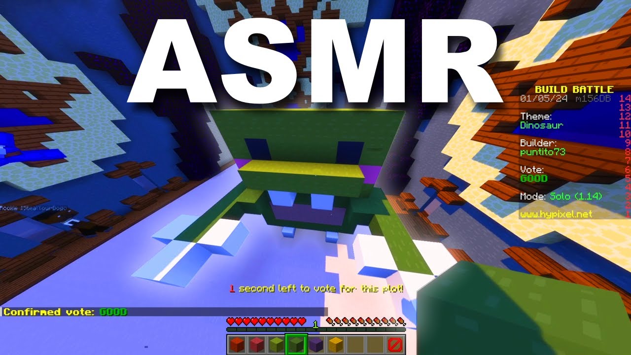 ASMR Gaming Minecraft: Строительная битва, звуки клавиатуры и мыши