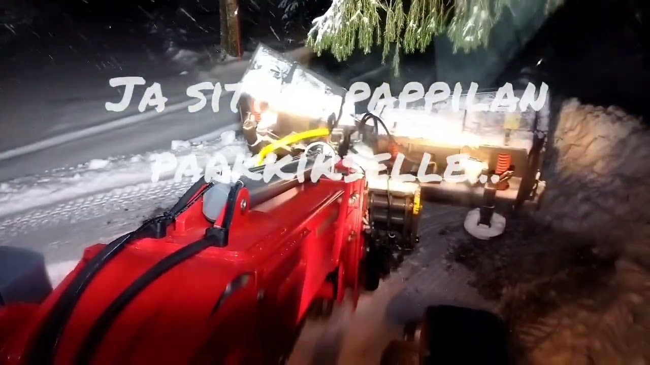 Kylätien aurausta Weidemann 2080T:llä, First snow plowing of the season