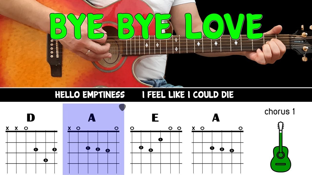 BYE BYE LOVE - The Everly Brothers - Guitar play along on acoustic guitar with chords & lyrics