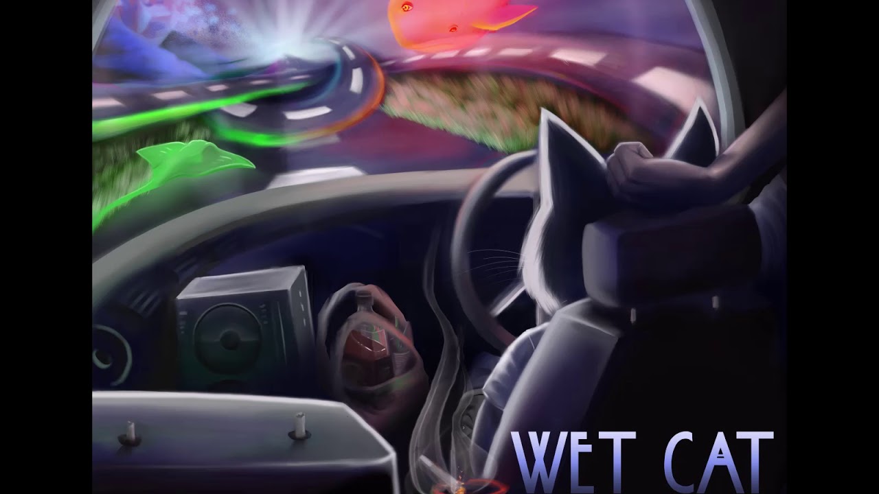 wet cat- cartoon heart
