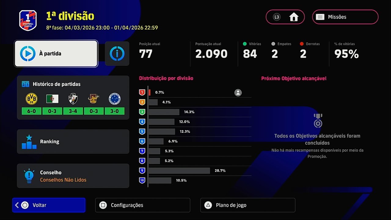 AO VIVO - TOP 77 JOGANDO A EFOOTBALL LEAGUE!!