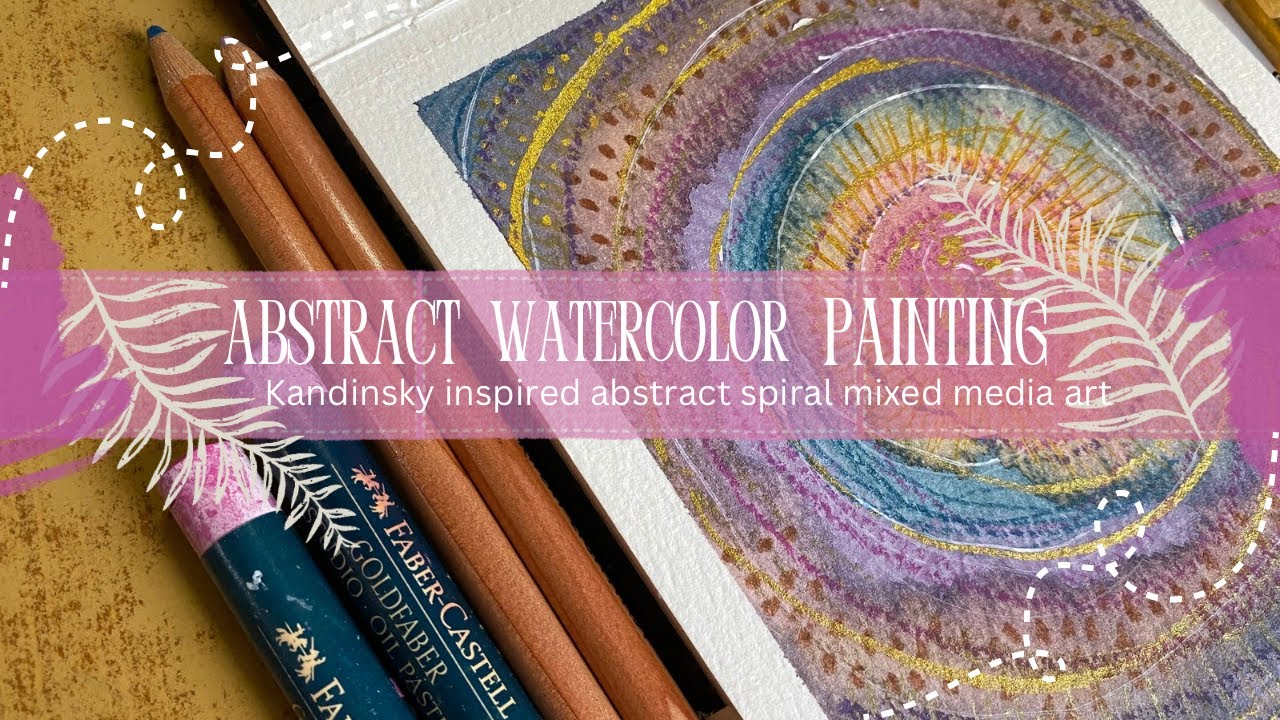 Kandinsky Inspired Mixed Media Spiral Relaxing Art Tutorial | Abstract Watercolor Painting Process 