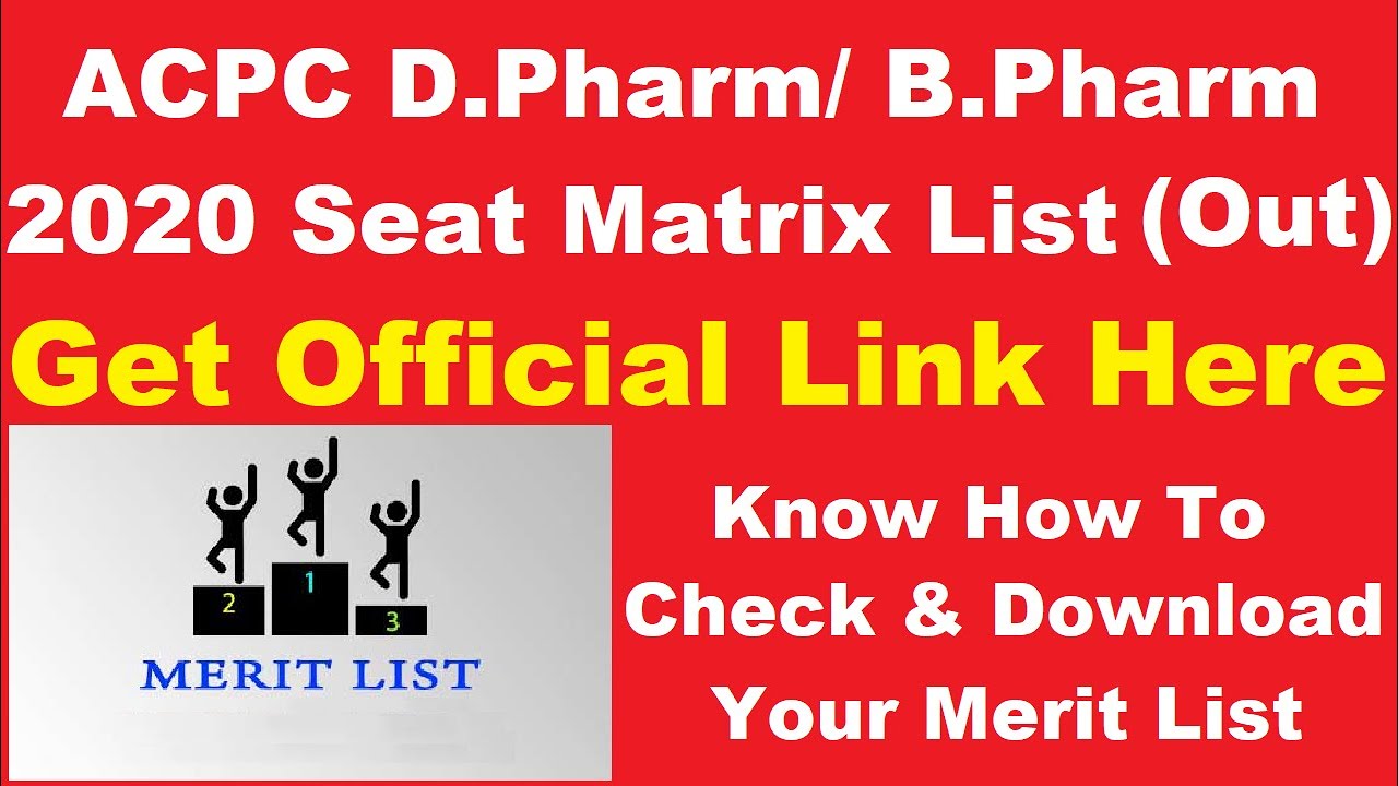 ACPC D.Pharm/ B.Pharm 2020 Seat Matrix List (Out) - Check ACPC D.Pharm/ B.Pharm Seat Matrix Online
