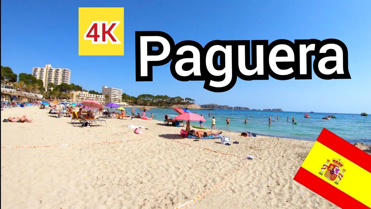 ⁴ᴷ PAGUERA walking tour 🇪🇸 shops bars and beach, Mallorca (Majorca) Spain 4K