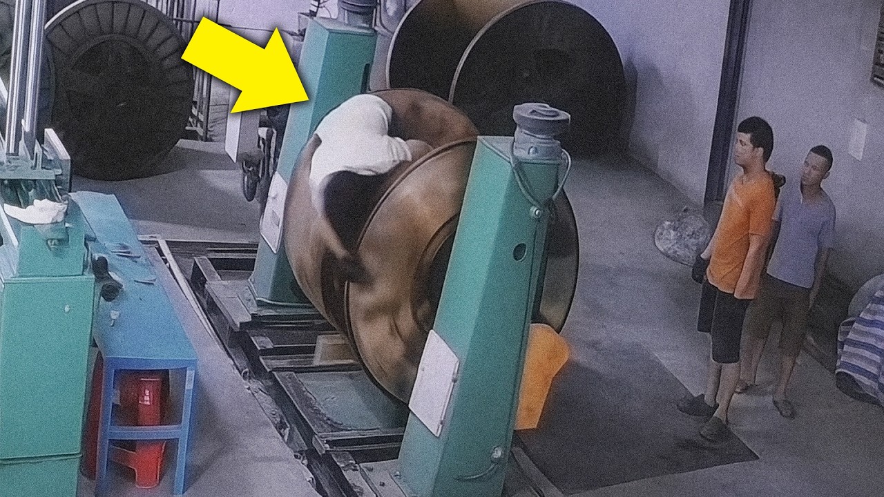 Rotating Roller Accident Caught on Camera 😱
