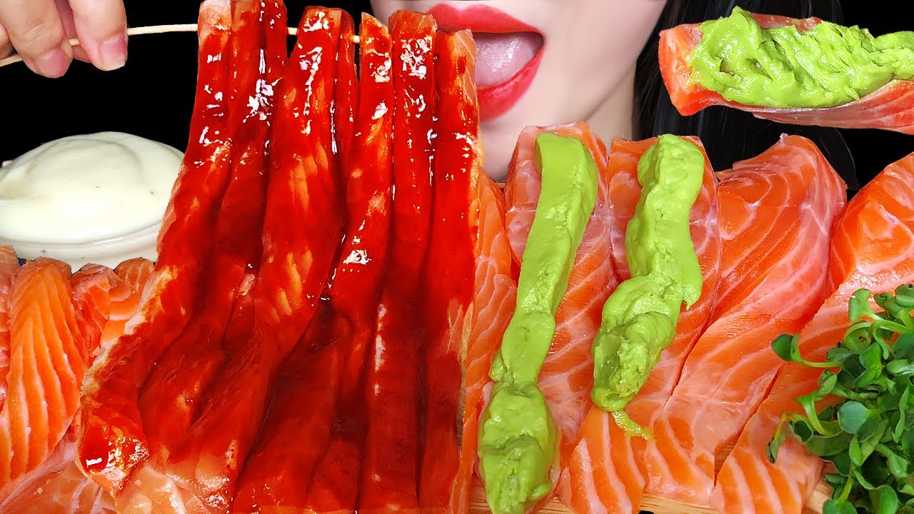 연어회 먹방 ASMR SALMON EATING SOUND MUKBANG