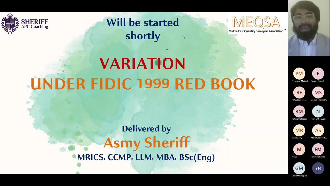 Variations under FIDIC 1999 Redbook 1 | @SchoolofSheriff-0110 | @ricsmediacentre