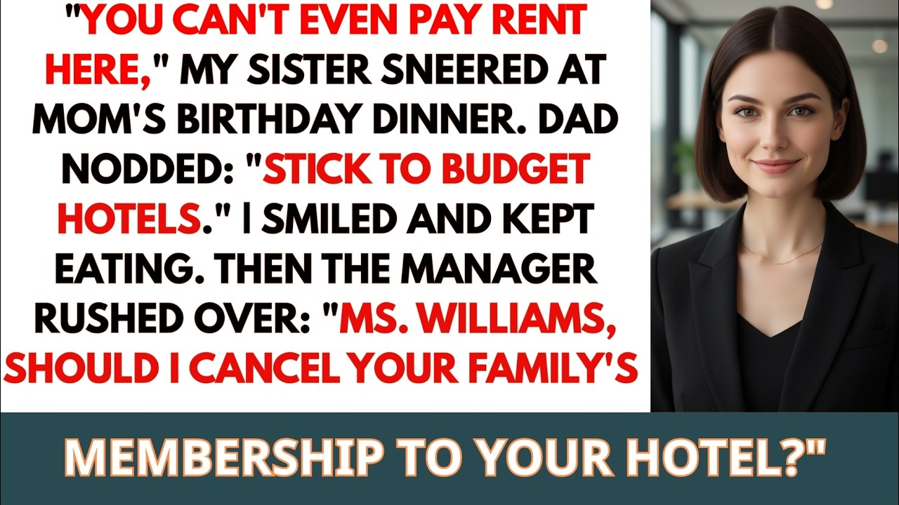 Family Said You Can't Even Pay Rent at Mom's Birthday Dinner  Then The Hotel Manager Called Me Owner