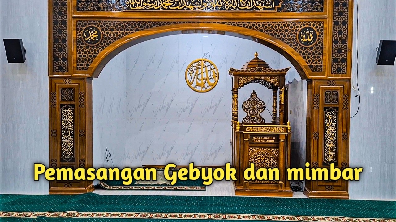 Pemasangan Gebyok dan mimbar #bangunmasjid 