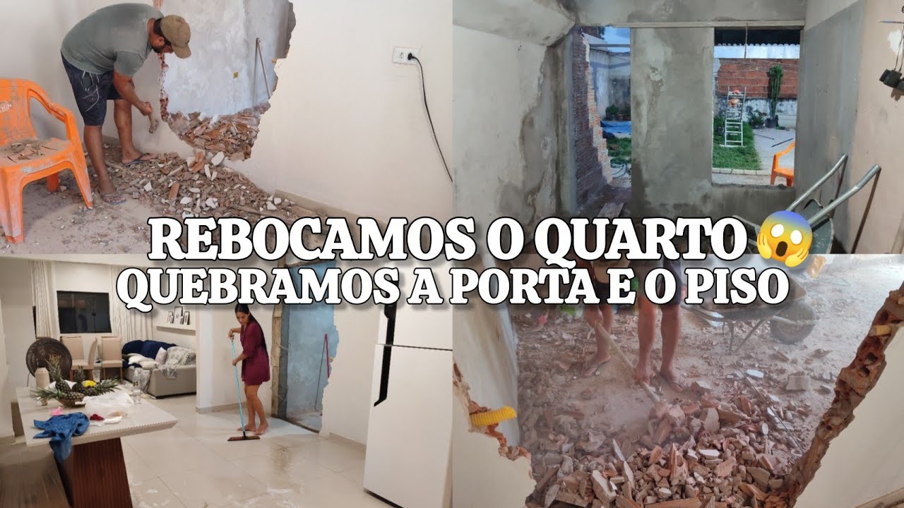 REBOCAMOS O QUARTO E ABRIMOS A PORTA 😍 QUEBROU O PISO, manutenção da estante, limpando a bagunça😬