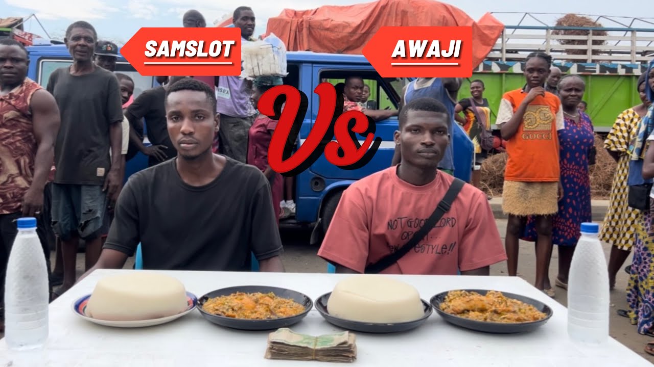 EATING COMPETITION FIRST PERSON TO FINISH FUFU AND OKRO SOUP WIN 100,000