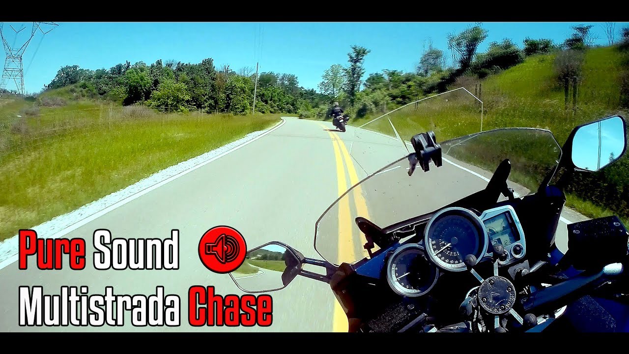 Ducati Multistrada vs FJR 1300 Chase quick twisty pure exhaust sound