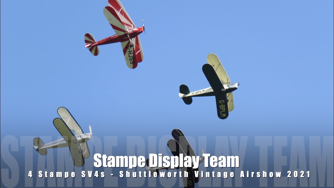 Stampe Display Team - 4 x Stampe SV4 - Shuttleworth Vintage Airshow 2021