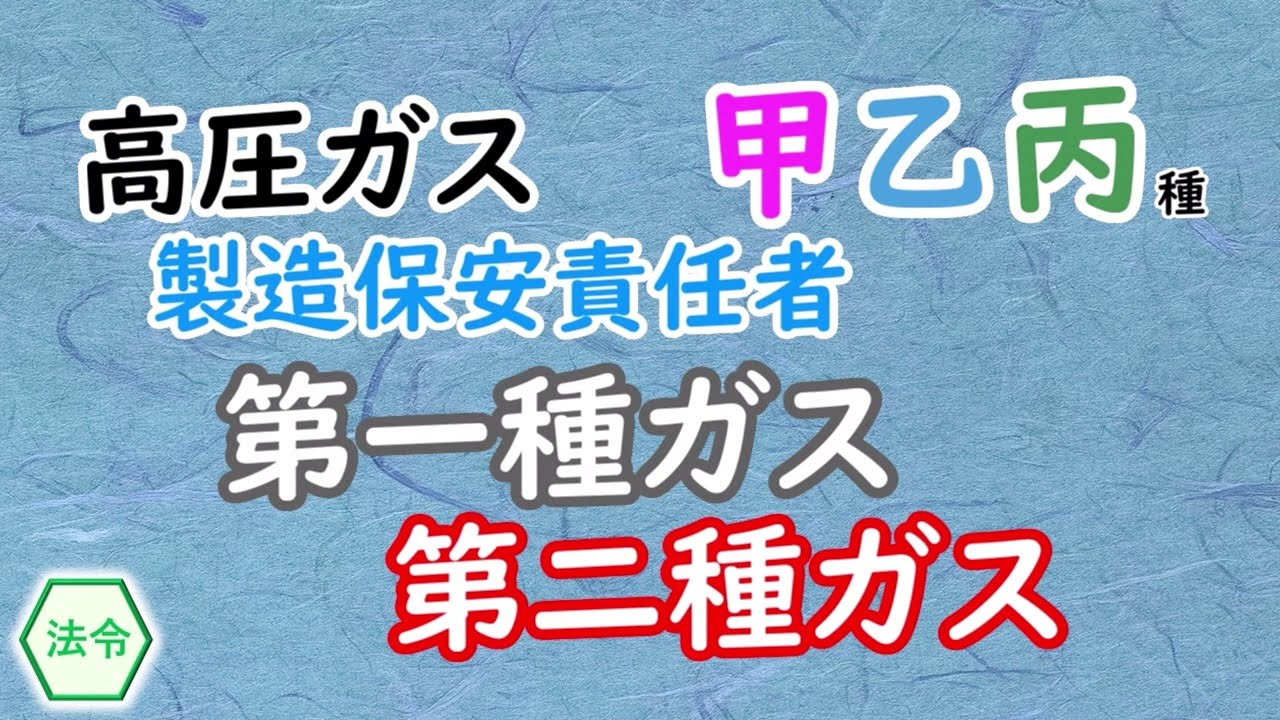 【高圧ガス】甲乙丙🔖［基本学習］〈法令〉第一種ガス・第二種ガス