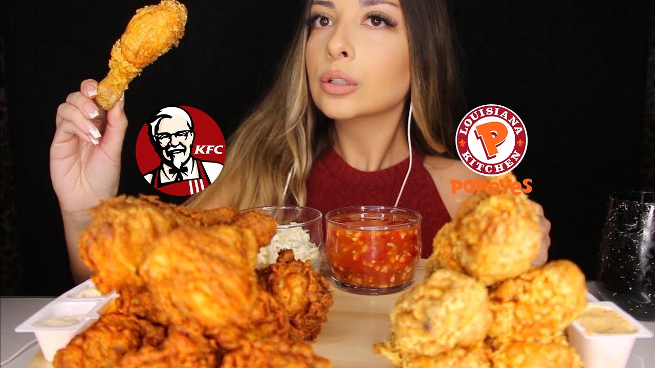 KFC VS POPEYES  | SWEET CHILI SOS VE COLESLAW  | TÜRKÇE ASMR  | EATING SOUNDS
