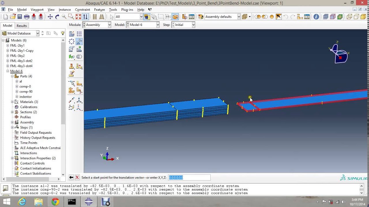 Three Point Bend Test of Fiber Metal Laminates with cohesive surface Behaviour