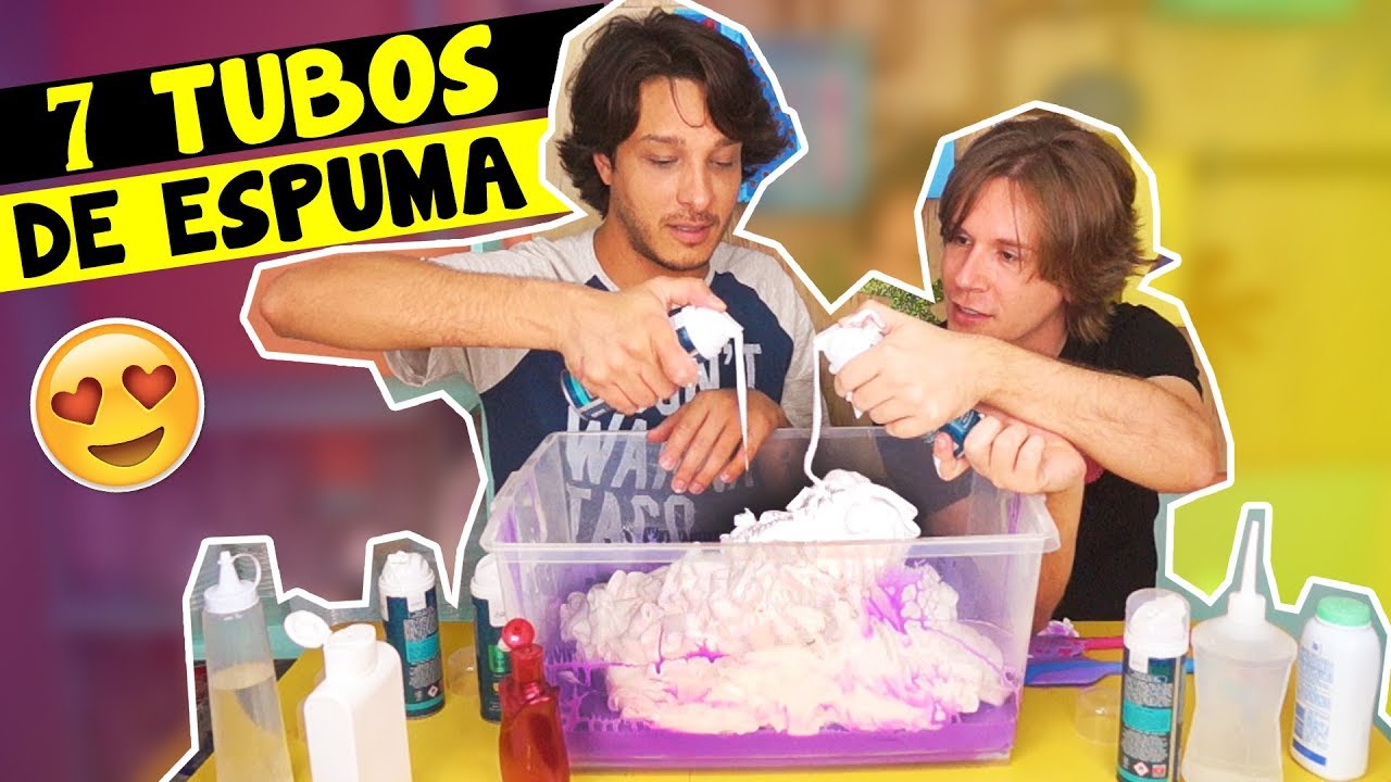 FIZ A MAIOR FLUFFY SLIME DO CANAL com 7 TUBOS DE ESPUMA DE BARBEAR | TIO LUCAS