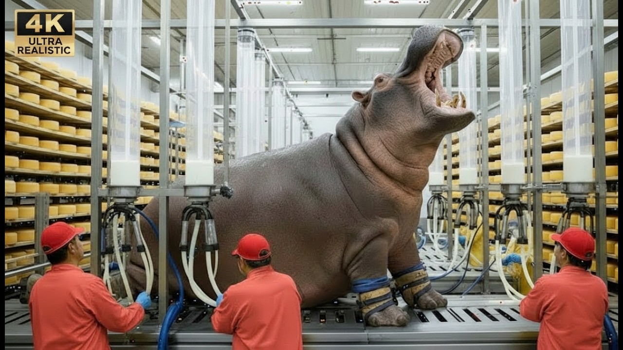 Inside the Hippo Cheese Factory – (Full Process) How Million-Dollar Hippo Milk Products Are Made .