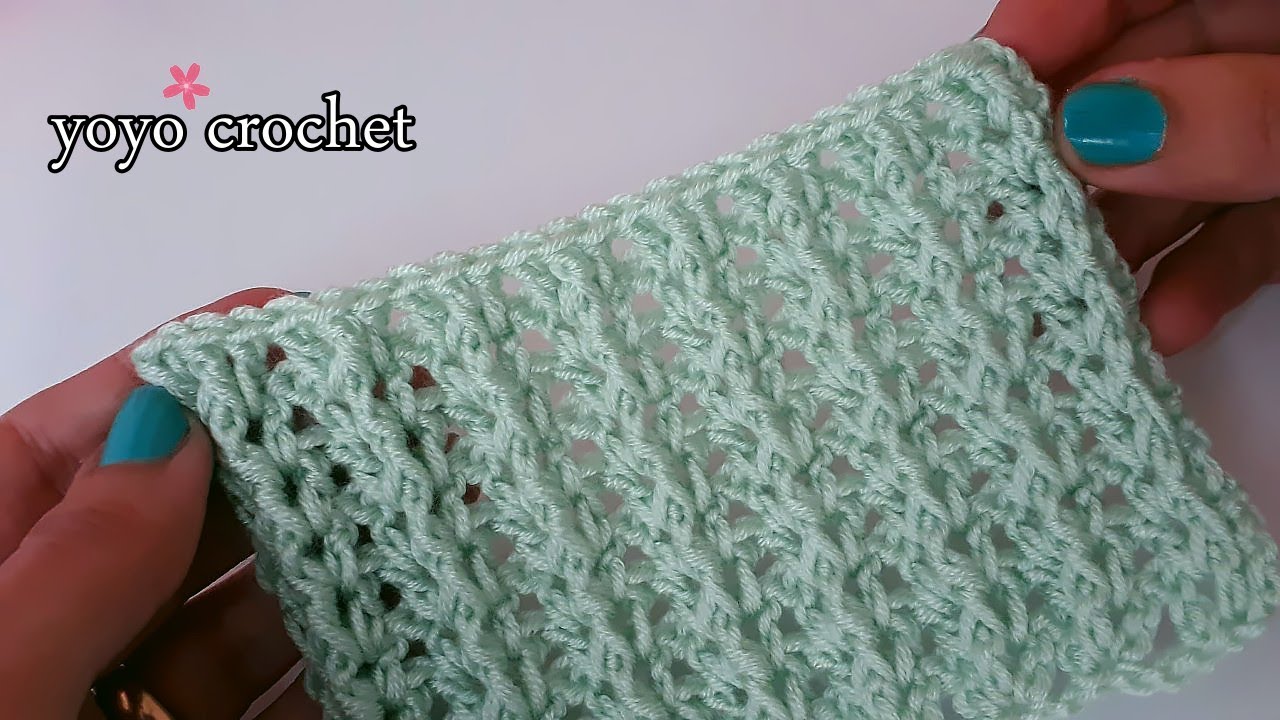 كروشية غرزة روعة 3D تكرار سطرين فقط !!! لعمل كوفية/ بطانية /جاكيت...crochet easy stitch#يويوكروشية