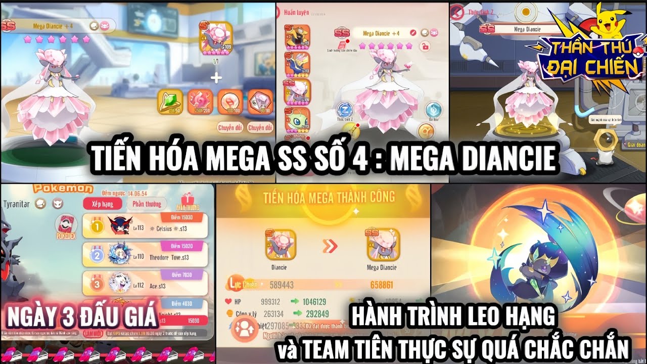 Thần Thú Đại Chiến : Tiến hóa SS Mega Diancie | Lên điểm S+ Shiny Mega Tyranitar | Thế lực Team Tiên