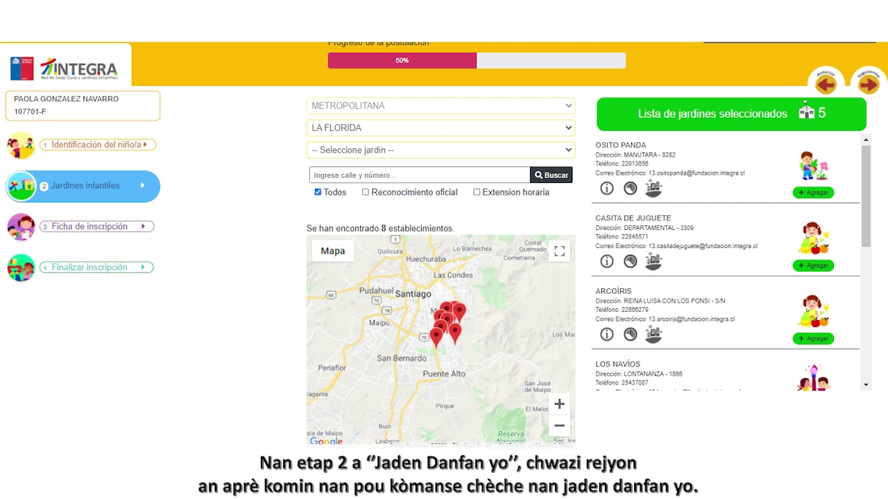 Tutorial postulaci&oacute;n online jardines infantiles (espa&ntilde;ol/creol&eacute;)