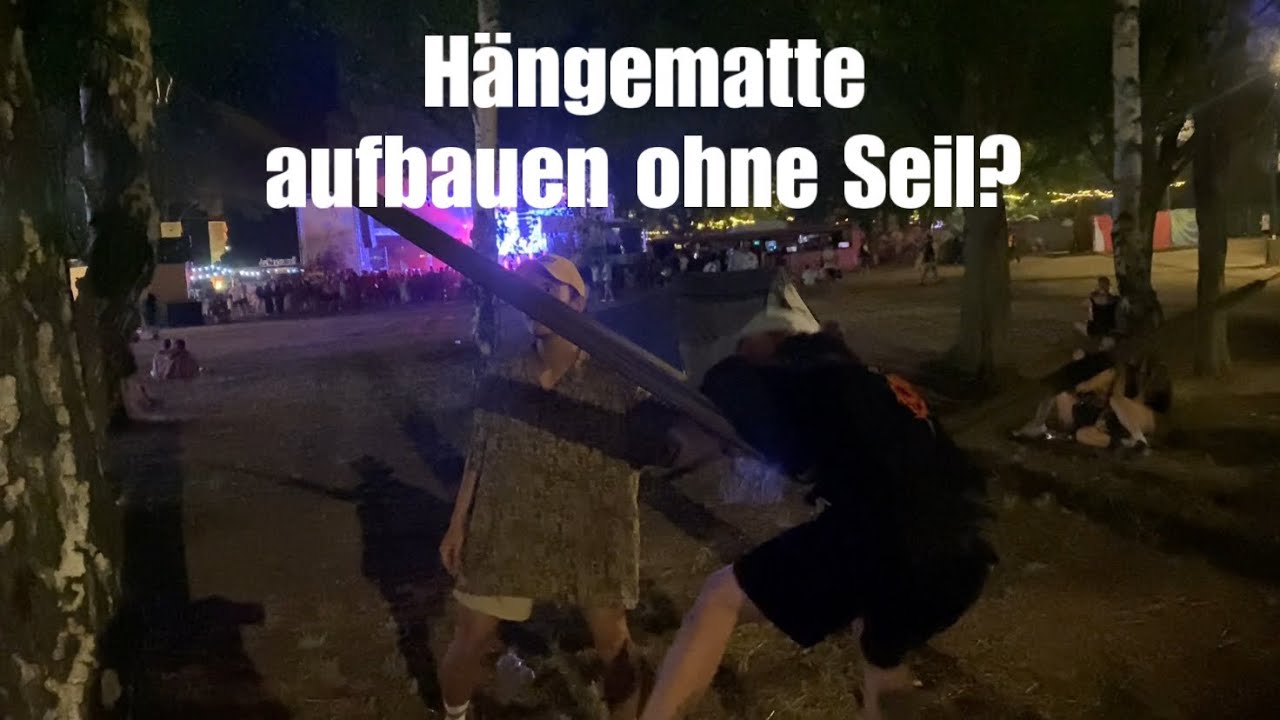 Hängematte aufbauen ohne Seil! Schafft er das oder nicht??