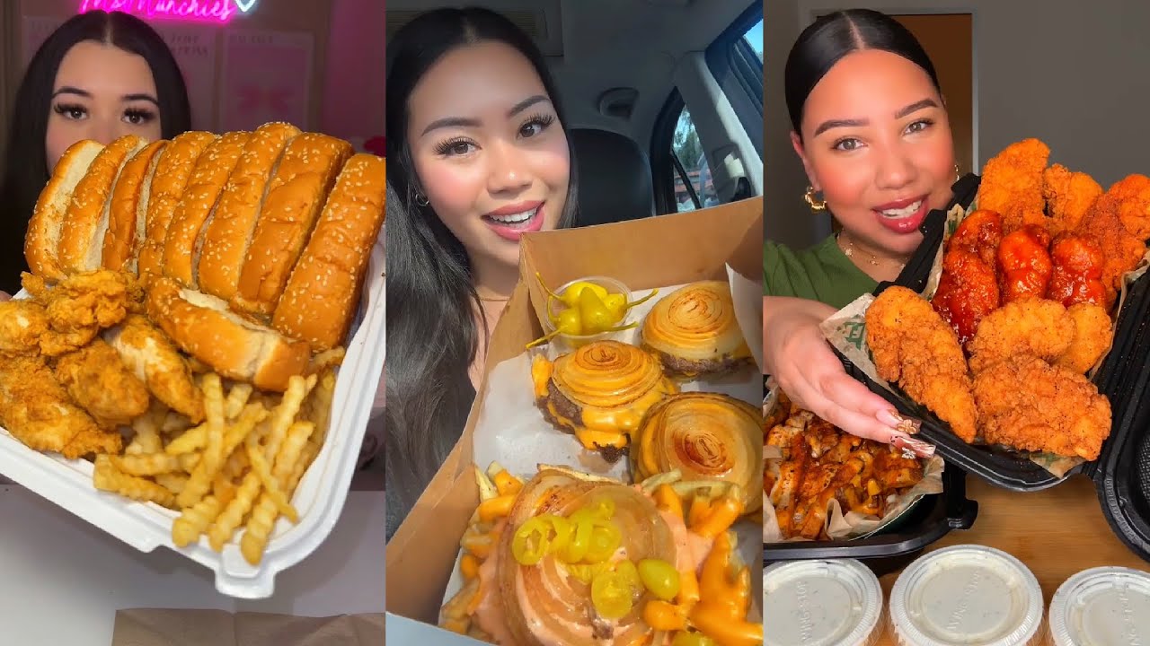 TIKTOK Mukbang Compilation | Cane's, In-N-Out, Wingstop, Chipotle & More!