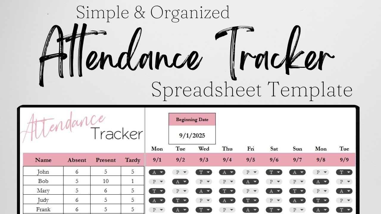 Attendance Sheet Management System, Attendance Tracking Excel Attendance Tracker Excel Google Sheets