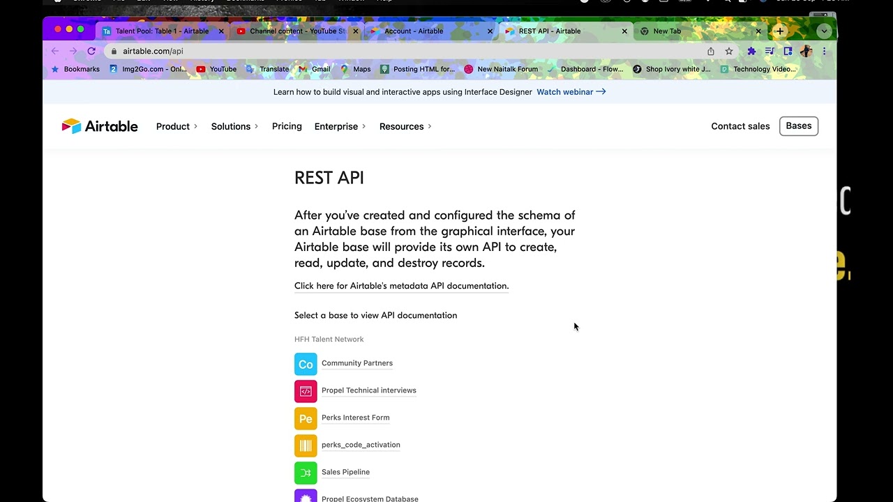 How to generate API token on airtable