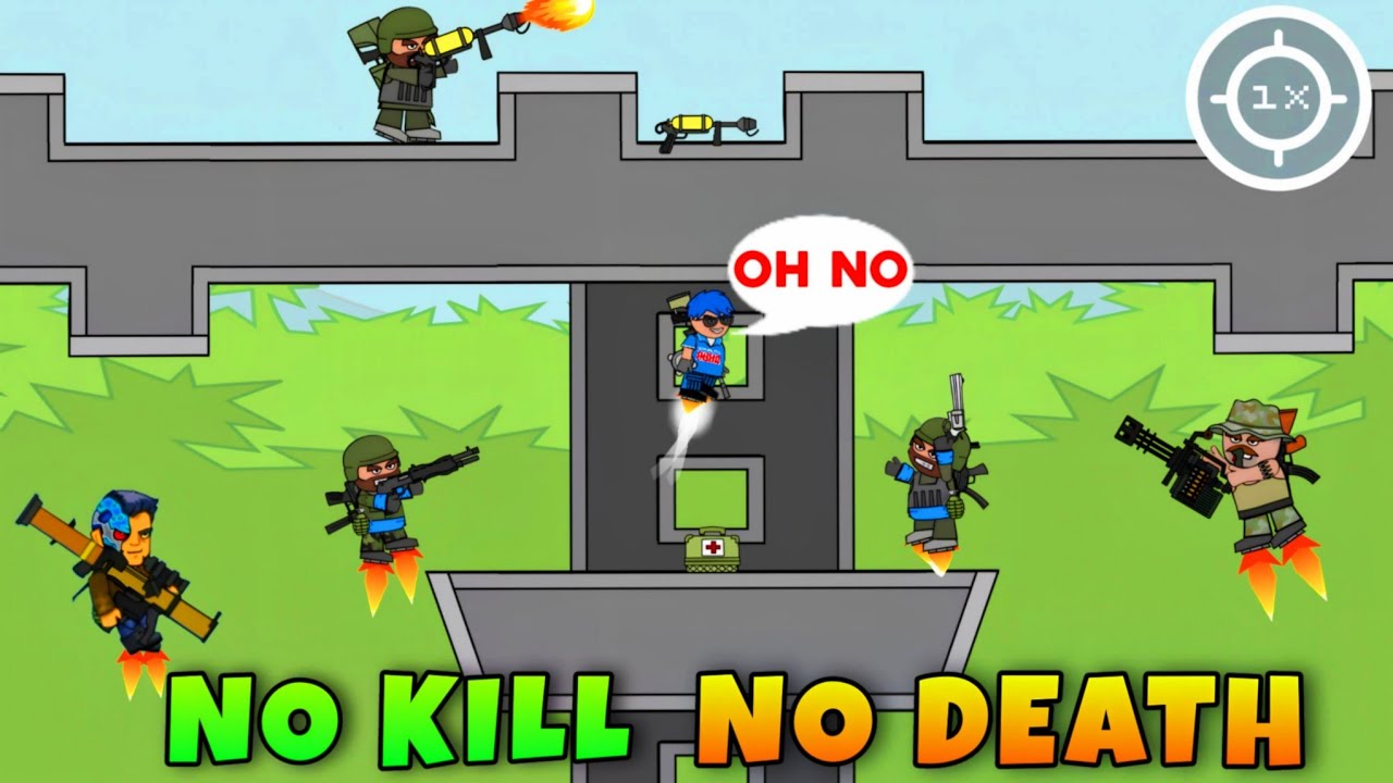 Mini Militia Classic No Kill No Death Challenge With 1x Zoom