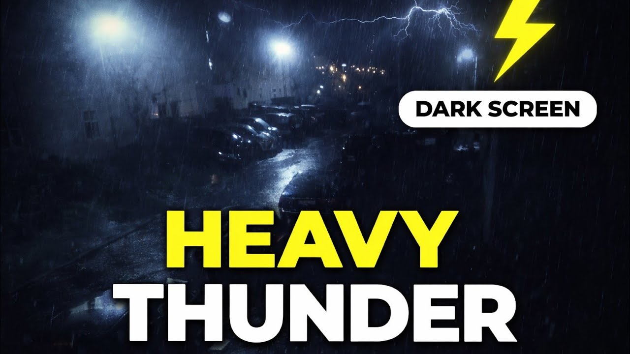 Heavy Thunderstorm Sounds for Sleeping (Dark Screen) | Deep Rolling Thunder & Rain [No Loud Cracks]