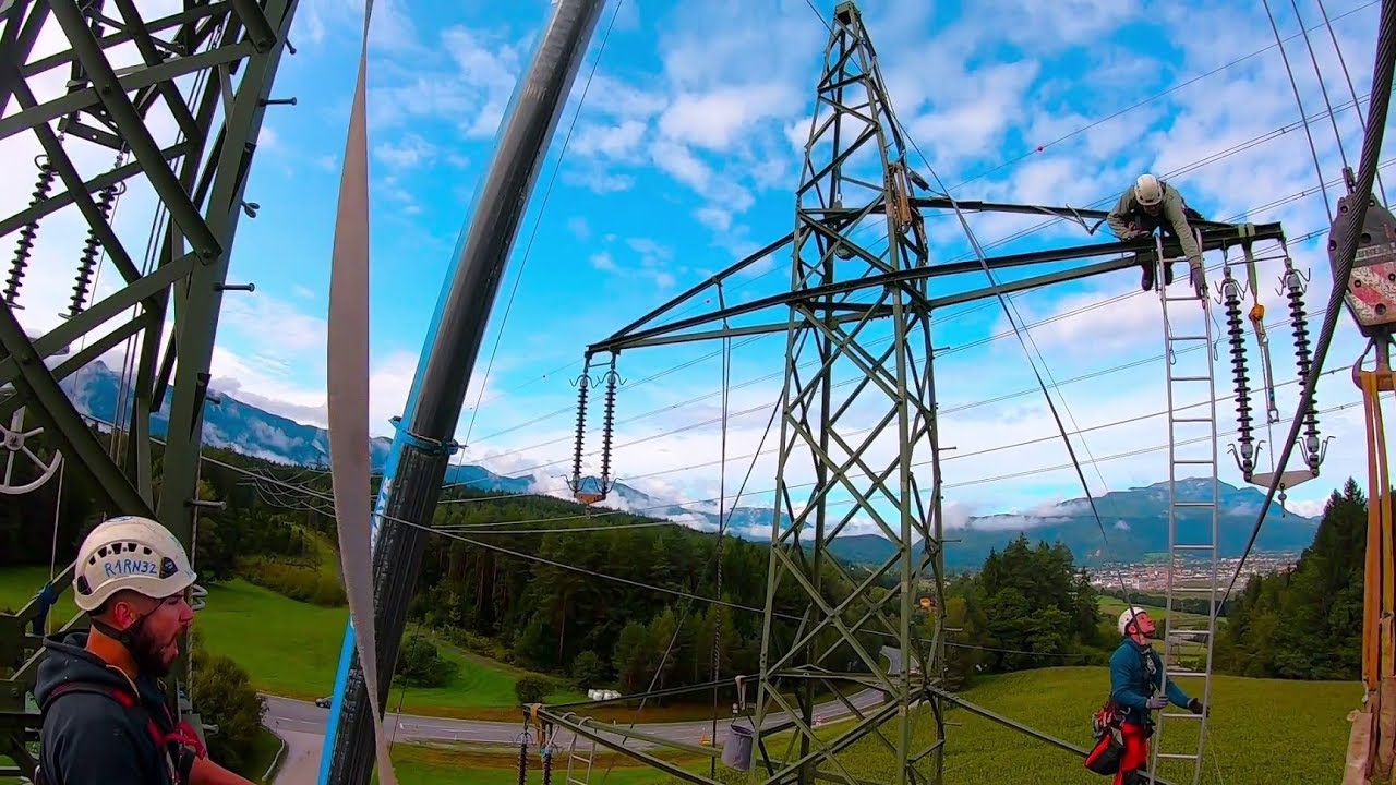 ÖBB Ersatzneubau 110KV Stromleitung Seile übernehmen Teil 3