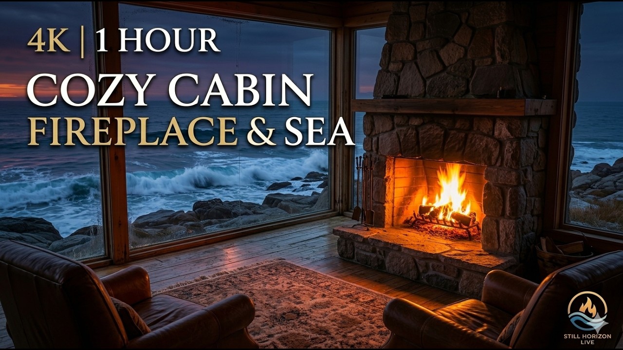 4K Şömine & Deniz Keyfi 🌊🔥 | 1 SAAT ASMR Çatırtı ve Dalga Sesleri (Relaxing Ambience)