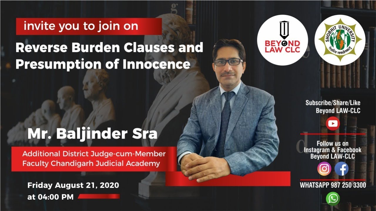 Reverse Burden Clauses & Presumption of Innocence|Evidence Act| ADSJ Baljinder Sra
