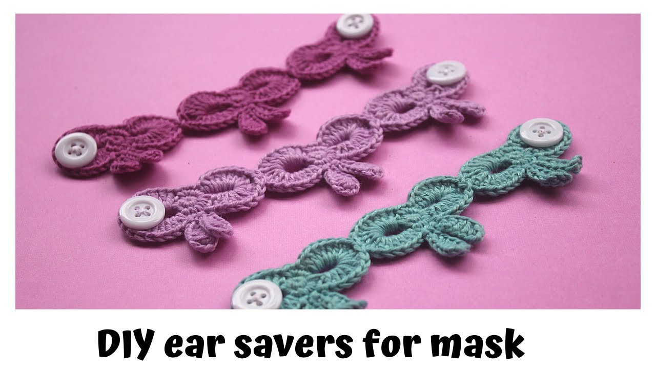 konektor masker rajut motif pita|| ear saver for mask