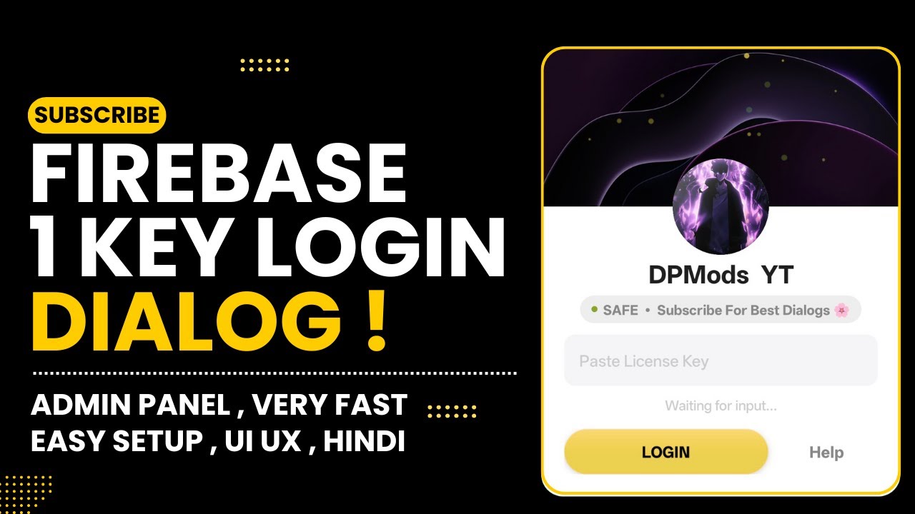 🛠️ Best Firebase Login Dialog — 1 Key Verification & Admin Panel Source Code | By DPMods