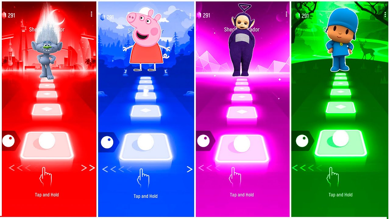 Trolls 🆚 Peppa Pig 🆚 Teletubbies 🆚 Pocoyo Tiles Hop EDM Rush