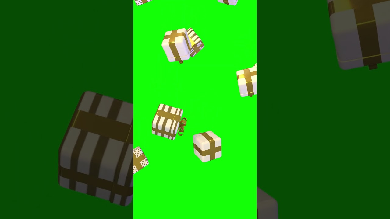 Green Screen golden gift box falling effect