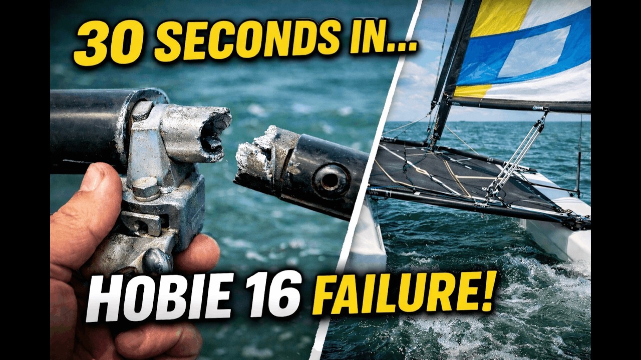 Solo Hobie 16 Tiller Arm Failure..Sailing Back on ONE Rudder