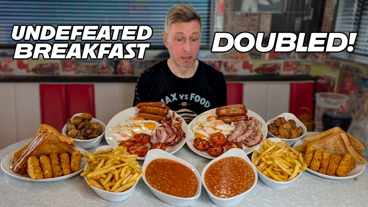 OTHER EATER COULDN'T COME SO I ATE HIS CHALLENGE TOO! UNDEFEATED BREAKFAST CHALLENGE - DOUBLED!