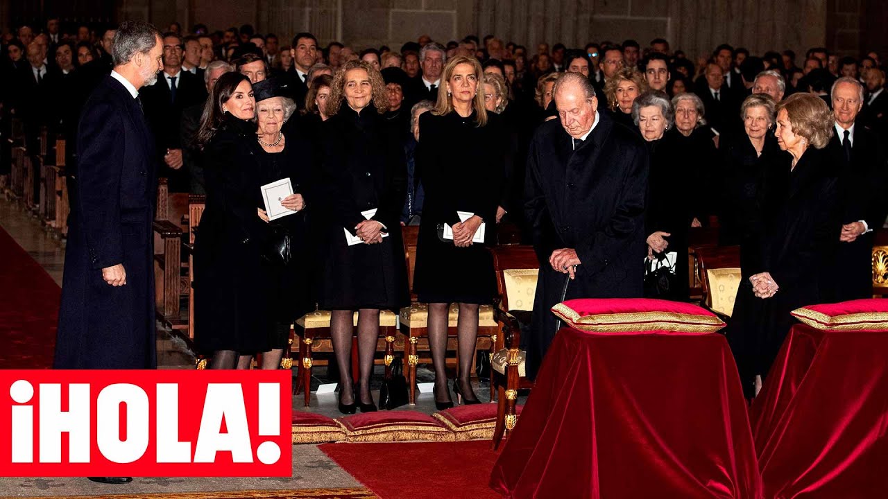 El reencuentro de los Reyes, don Juan Carlos, doña Sofía y las Infantas, en el funeral de doña Pilar