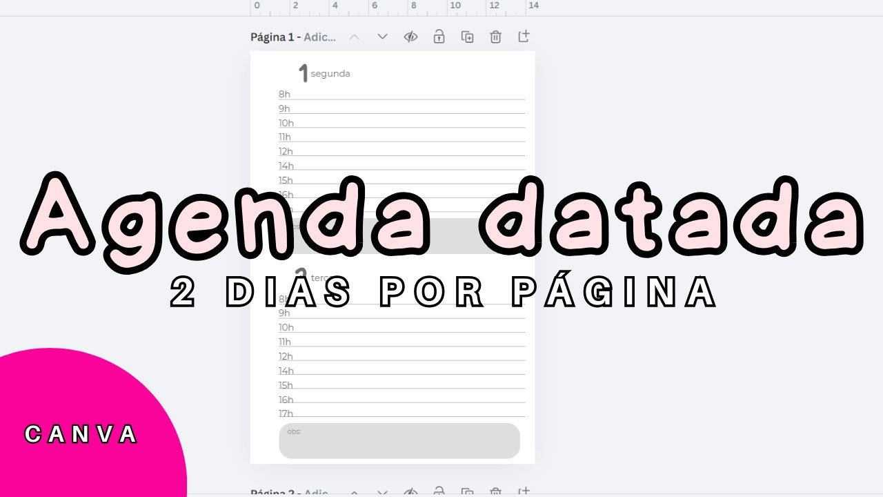 Agenda datada 2 dias por página | Aprenda de forma fácil