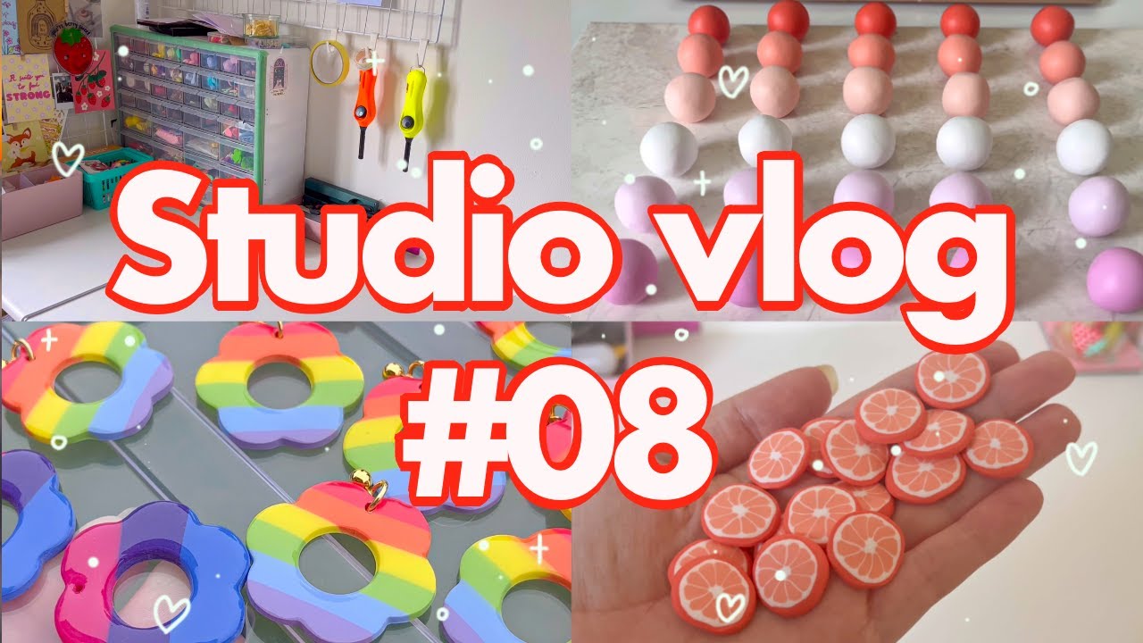 Studio vlog 08  🍊 organising asmr, weekly reset, making polymer clay earrings