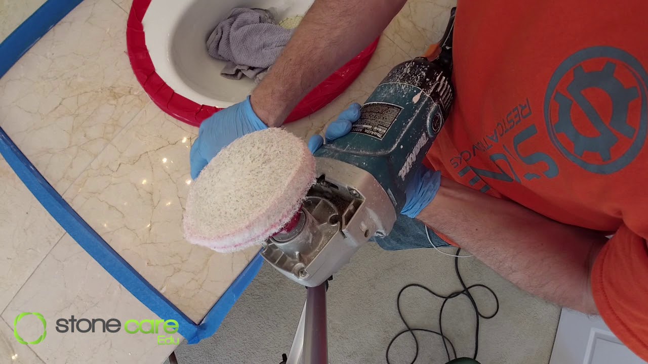 Polishing marble counters with MB-12 marble polish