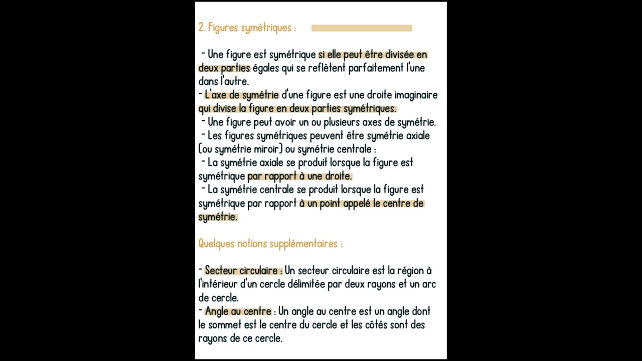 Les cercles et les figures symétriques